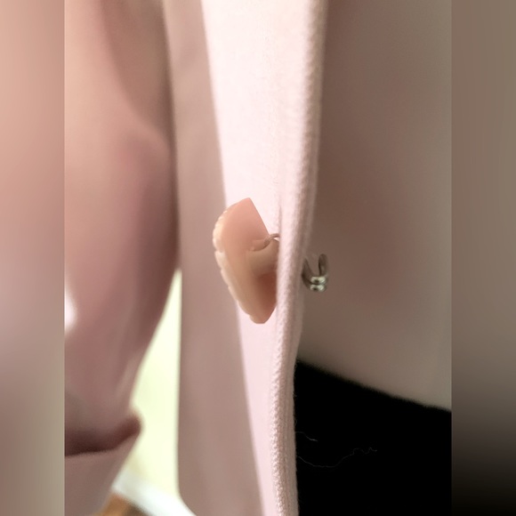 100% fine wool light pink blazer jacket collared single hook & eye closure US 12 - Picture 12 of 16
